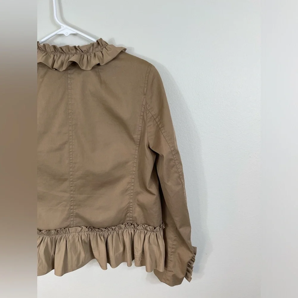J.Crew Khaki Tan Ruffle Chino Jacket Cotton Casual Size 2 - Picture 12 of 14